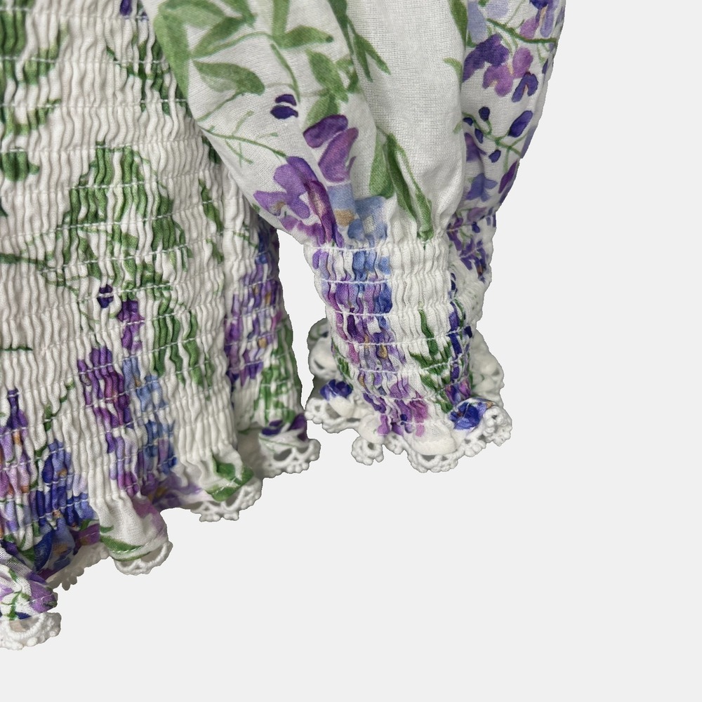 Hill House Home Zoe Crop Top Lavender Floral Wisteria Smocked XL Party Vacation - Picture 9 of 15